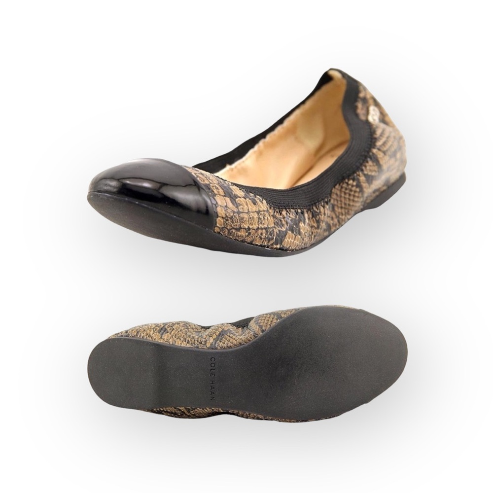 Cole Haan ⌘ Deltona Cap Toe Gore Leather Ballet Flats ⌘ Brown Snakeskin ⌘ 7.5M - Picture 14 of 16